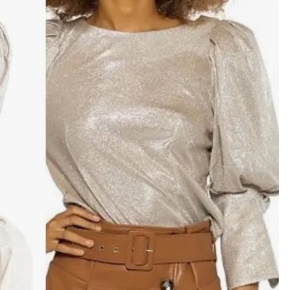 bloom season Tops - NWT Bloom Season Sparkly Long Puff Sleeve Button Back Christmas Top Holiday L